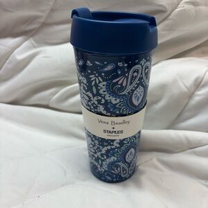 Vera Bradley Travel Mug, exclusive, 16 oz, Bonbon Medallion Blue Paisley, lid